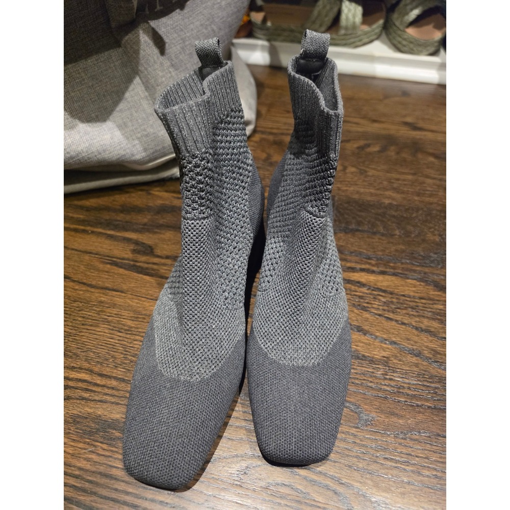 Vivaia Margot 2.0 Grey Square Toe Knit Ankle Boots Block Heel Size 40